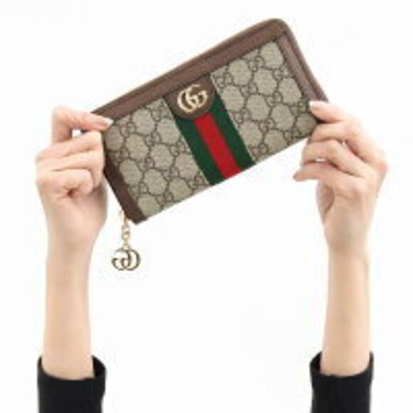 Gucci Ophidia GG Long Wallet Beige Ebony Brown Green Red - Picture 2 of 7